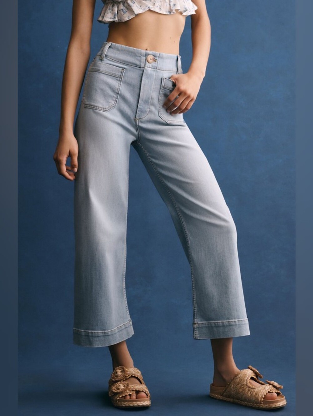 Maeve The Denim Colette Cropped Wide-Leg Jeans 26